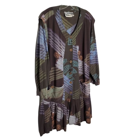 Simatadela Dresses & Skirts - Simatadela Simone Vary Lioni L/XL Dress Skirted Tunic Lagenlook Art To Wear